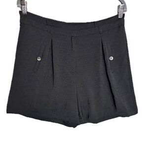 Soho - Pleated Black Textured Trouser Shorts preppy minimalist coquette sz 10